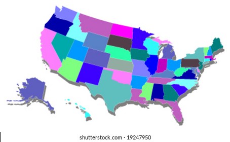 usa map in color - vector illustration