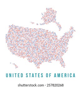 USA map, colored square pixels on white background