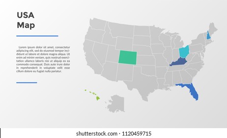 Usa States Map Infographic Usa Map Stock Vector (Royalty Free ...