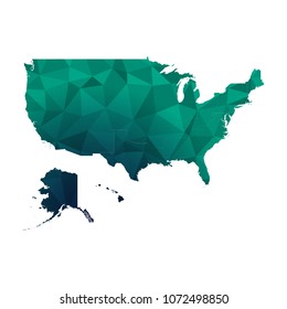 USA map - Colorful Polygonal map of USA rumpled triangular low poly style gradient graphic background , Vector illustration eps 10.