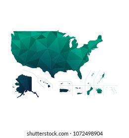 USA map - Colorful Polygonal map of USA rumpled triangular low poly style gradient graphic background , Vector illustration eps 10.