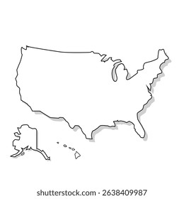 USA Map Colorless For Coloring Book