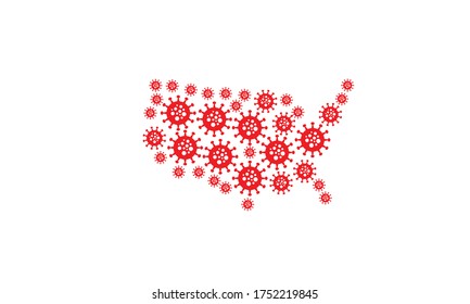 USA map corona virus United States covid-19 vector illustration 