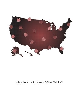 USA map with coronavirus covid-19, stop novel coronavirus outbreak