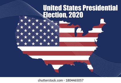 USA Map Cover with US Map Representative for US 2020 Presidential Election.