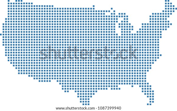 Usa Map Dots Vector Outline Illustration Stock Vector Royalty