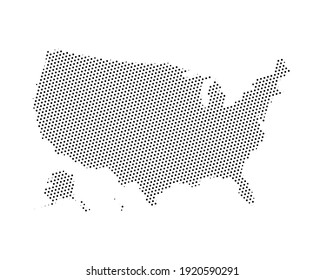 USA Map Dotted Vector Illustration Isolated on White