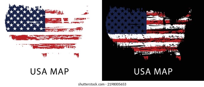 USA map with faded grunge texture flag design vector