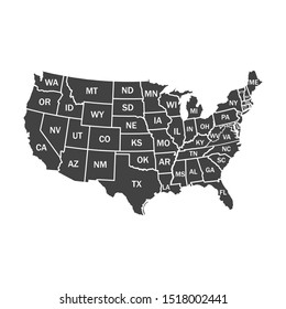 USA map with federal states on white background