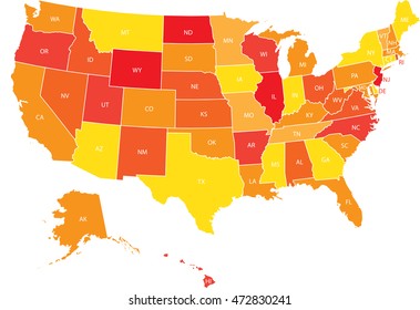 USA map with federal states. Vector illustration United states of America.