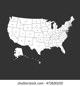 USA map with federal states. Vector illustration United states of America.