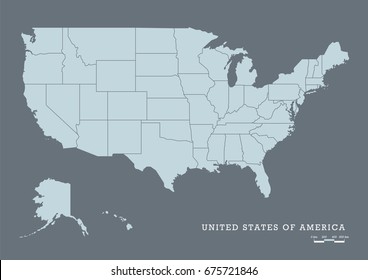 USA map with federal states. Vector illustration