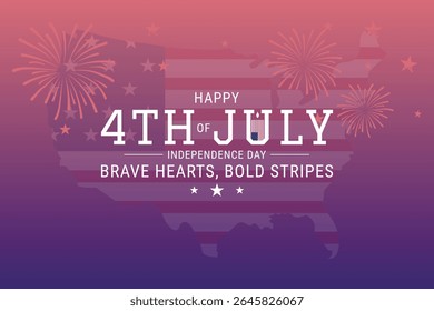 USA Map Fireworks 4th of July Poster