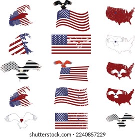 Mapa de EE.UU. y diseño de bandera nueva idea de concepto