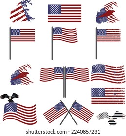 Mapa de EE.UU. y diseño de bandera nueva idea de concepto