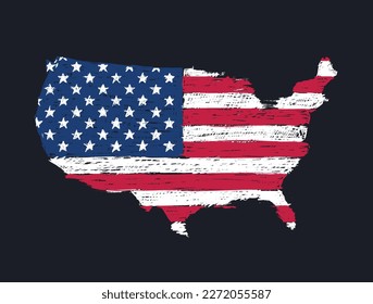 USA map flag. Hand drawn grungy vector illustration