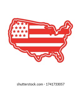 mapa de usa con diseño de ilustración vectorial de estilo de línea de bandera