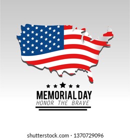usa map and flag to memorial day