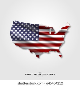 USA map flag with shadow on light background
