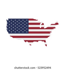 USA Map Flag. United States Of America Flat Illustration