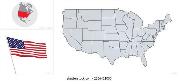 USA map and flag. vector