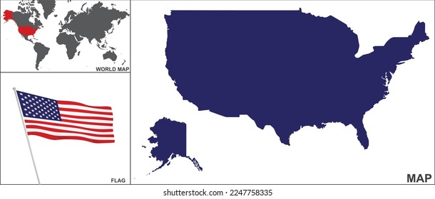 USA map and flag. vector