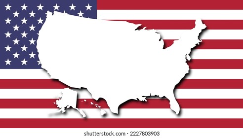 USA map and flag vector. America map. United States of America map and flag. Suitable for icon, logo, banner, background, or any content using America map theme