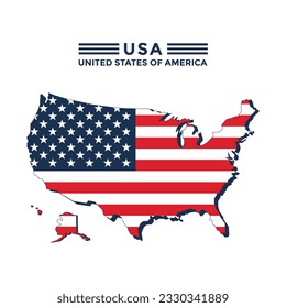 USA map with flag. Vector design