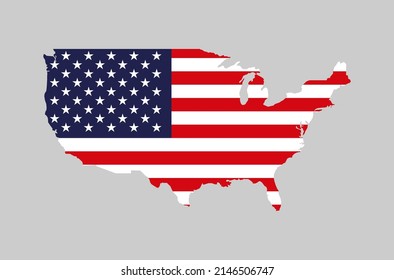 USA map flag vector icon on white background