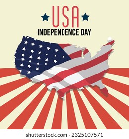 usa map with the flag vector illustration day 