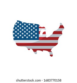 Usa map flat style icon design, United states america independence day nation us country and national theme Vector illustration