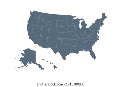USA map. Flat style - stock vector.