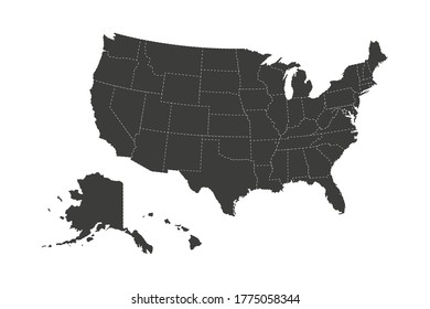 Usa Map Flat Style Stock Vector Stock Vector (Royalty Free) 1775058344 ...