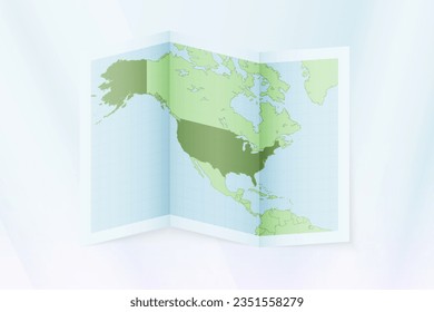 USA map, folded paper with USA map. Vector illustration.