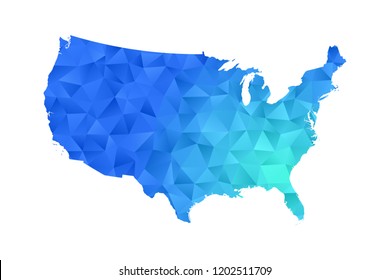 usa map in geometric blue polygonal style modern design on white background. Vector illustration.map in geometric blue polygonal style modern design on white background. Vector illustration.