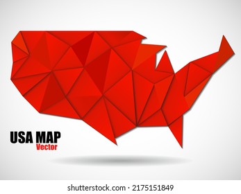 USA-Karte im geometrischen Polygonal-Stil auf weißem Hintergrund, geometrisches Design. Vektorgrafik
