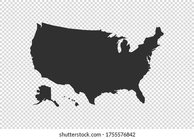 USA map with gray tone on   png or transparent  background,illustration,textured , Symbols of USA,vector illustration