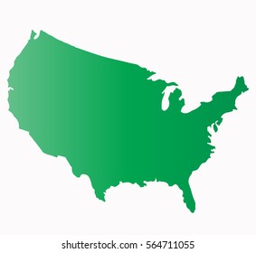 USA Map. green color on white background