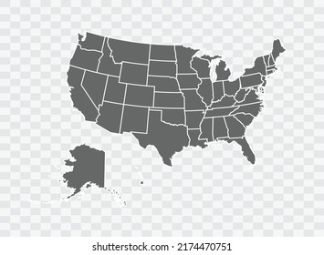 USA Map grey Color on Background png