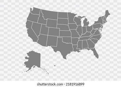 USA Map graue Farbe auf weißem Hintergrund Qualitäts-Dateien Png