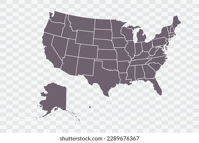 USA Map Grey Color on White Background quality files Png