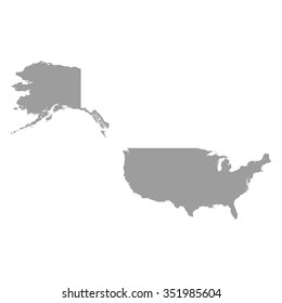 Usa map grey colored on a white  background