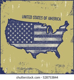 USA Map Grunge Style
