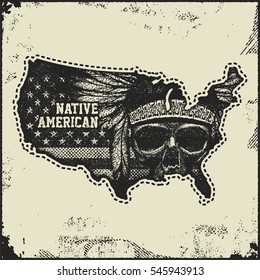 USA map grunge style vector illustration.
