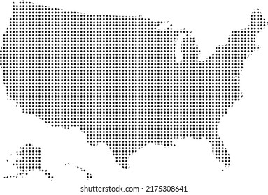 USA Map halftone vector icon. Illustration style is dotted iconic USA Map icon symbol on a white background. Halftone texture is round dots.