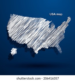 USA map hand drawn background vector,illustration