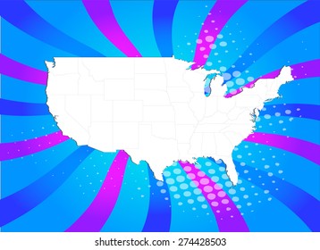 USA Map with High Detail and Captivating Background - Vectors