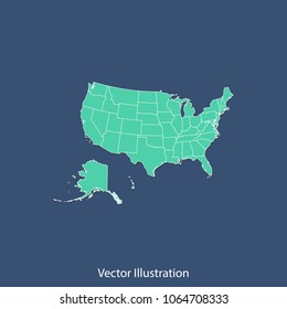 USA map - High detailed color map of USA. flat design style, clean and modern.Vector illustration eps 10