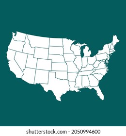 USA map High Detailed. white color. on green background. Abstract design vector illustration eps 10