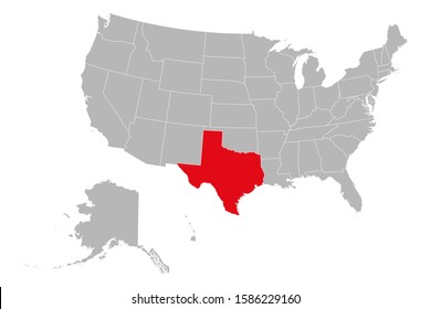 Usa Map Highlighting Texas State Vector Stock Vector (Royalty Free ...